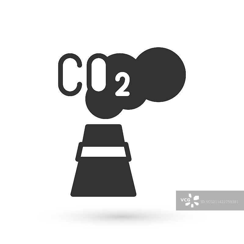 白色背景上的灰色云朵二氧化碳排放图标图片素材