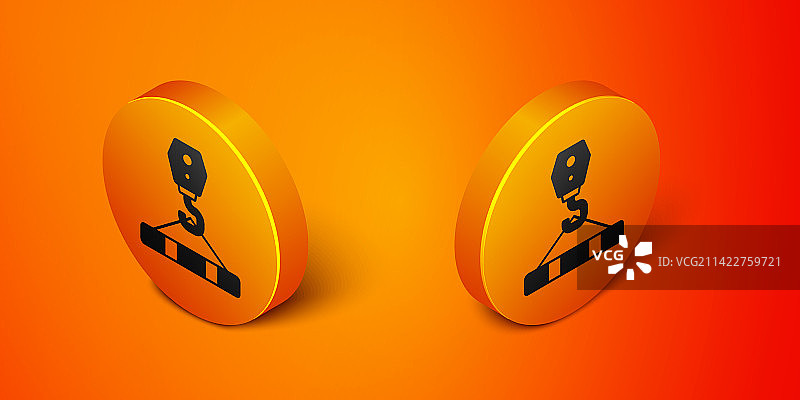 2.5D橙色背景起重机吊钩图标图片素材