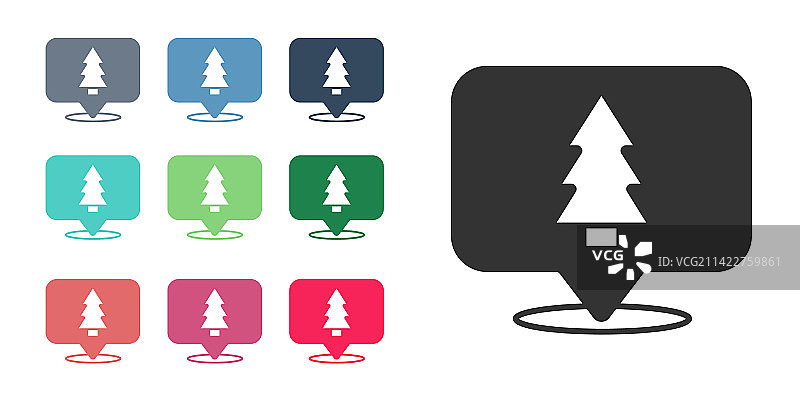 白色背景上的黑色圣诞树图标图片素材