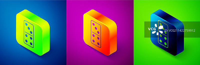 2.5D蓝紫色背景上的多米诺骨牌图标图片素材