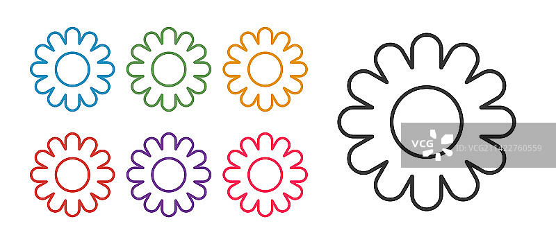 白色背景上的花朵图标合集图片素材