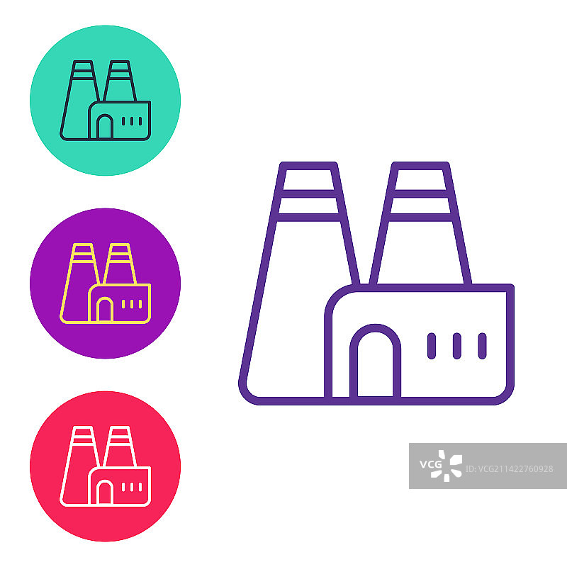 白色背景上的工厂生产图标线条组合图片素材