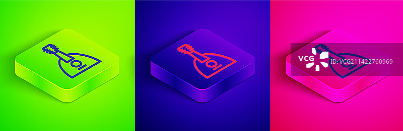 2.5D线条乐器巴拉莱卡琴图标图片素材