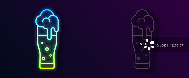 发光霓虹啤酒杯图标图片素材