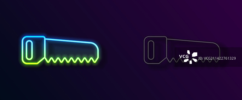 发光霓虹灯线条手锯图标图片素材