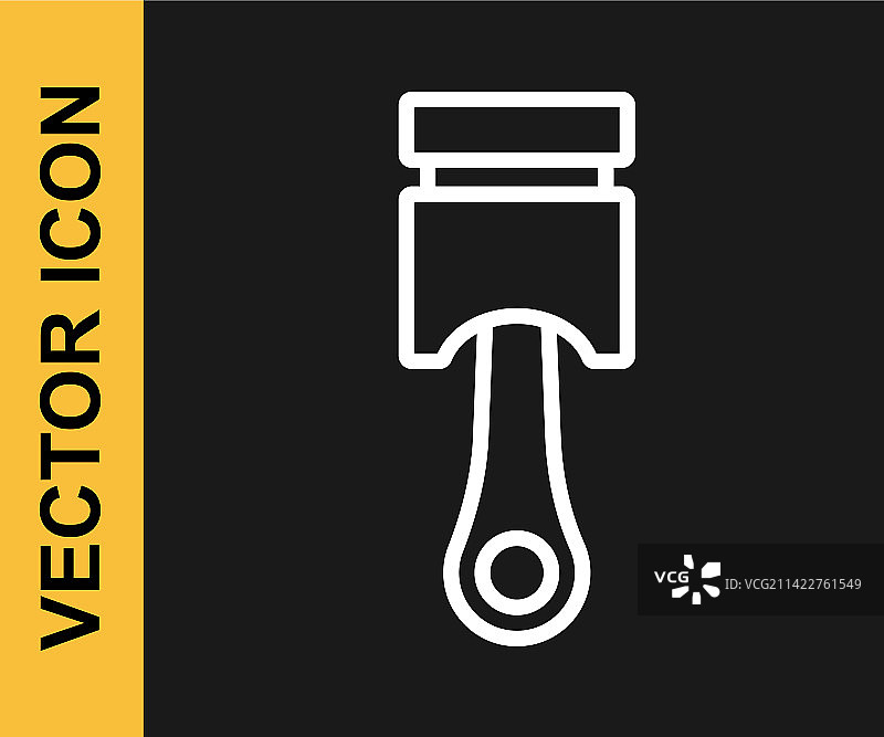 黑色背景上的白色线条发动机活塞图标图片素材