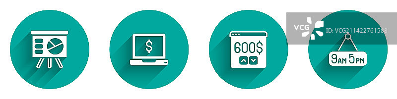 带有图表、笔记本电脑、美元、显示器的板图片素材