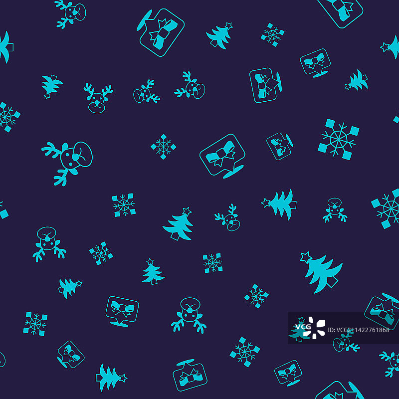 驯鹿、雪花、礼品蝴蝶结和圣诞节图片素材