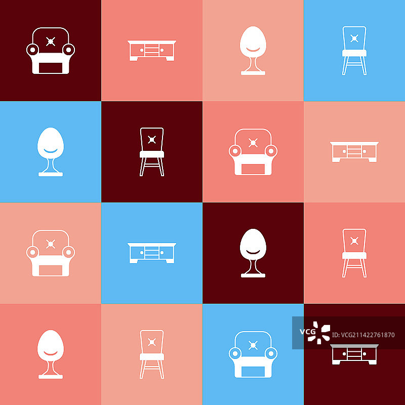 波普艺术扶手椅电视桌椅套装图片素材