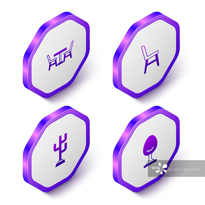 2.5D风格的桌椅与衣帽架图片素材