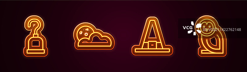 海盗钩、月亮星星与巫婆帽图片素材