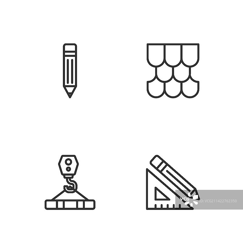 线条三角尺铅笔吊钩图片素材