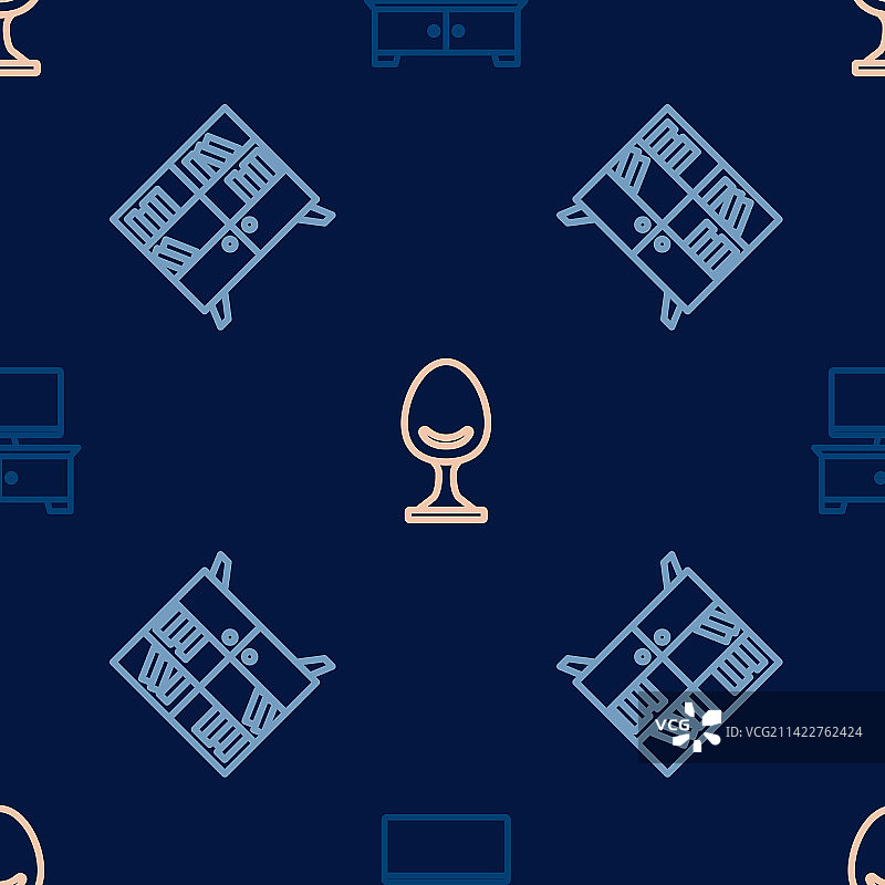 电视、桌子、立架、图书馆书架线条组合图片素材