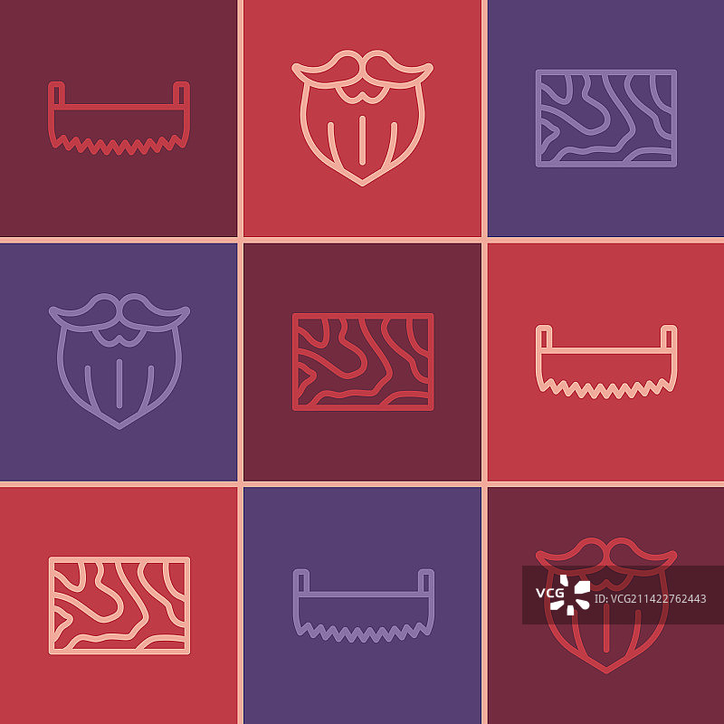 双手锯、木梁和胡子组合图片素材