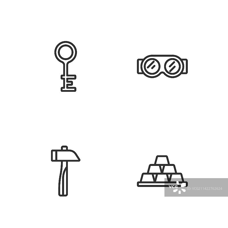 金条锤子旧钥匙焊接线条图标图片素材