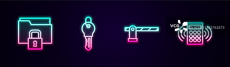 线条文件夹和锁钥匙停车障碍图片素材