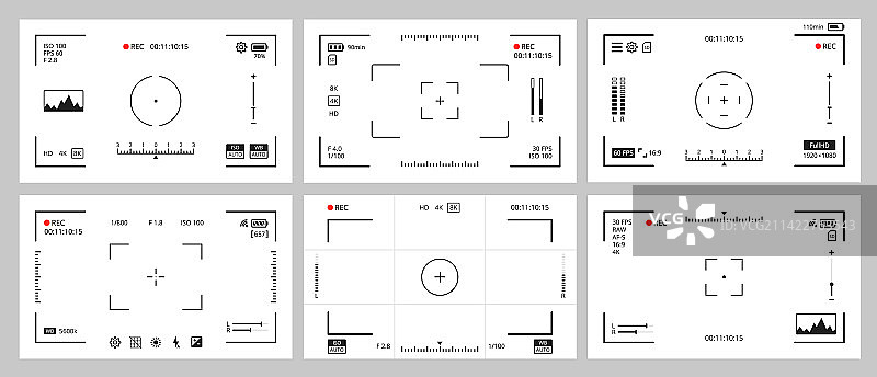 带对焦框的相机取景器屏幕图片素材