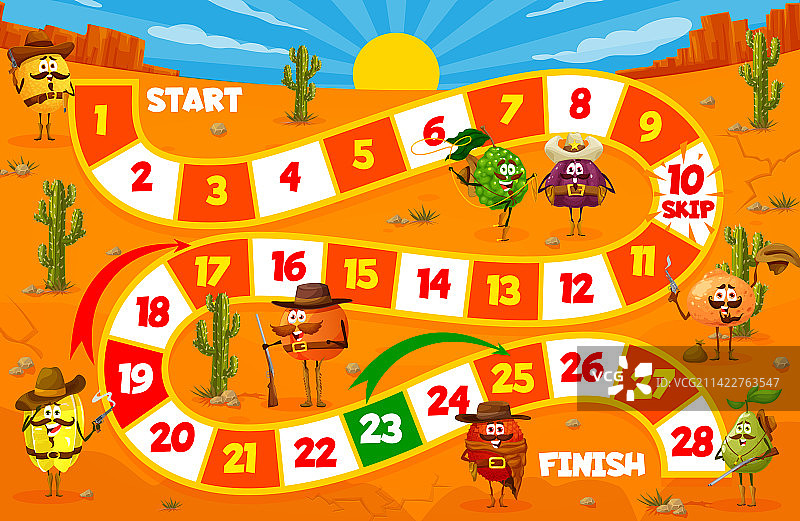 儿童跳棋游戏西部卡通牛仔水果图片素材