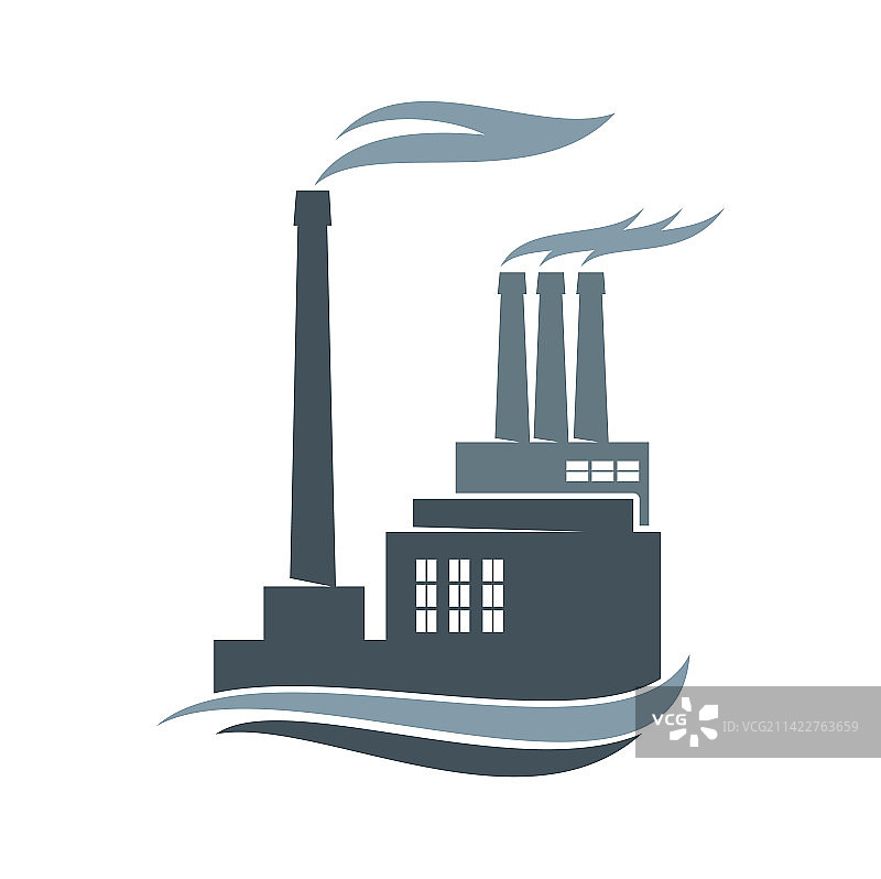 烟囱冒烟的工厂或厂房图片素材