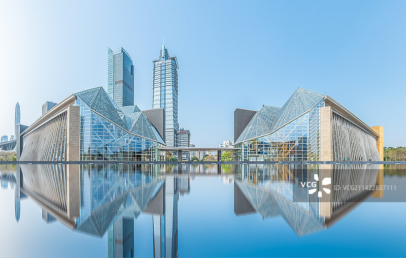 深圳图书馆和深圳音乐厅全景图片素材