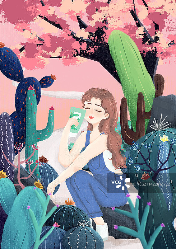 森系花园肌理插画图片素材