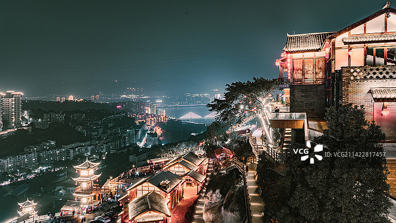 万州天生天城夜景图片素材