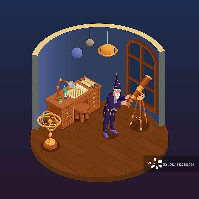 古代科学2.5D概念图片素材