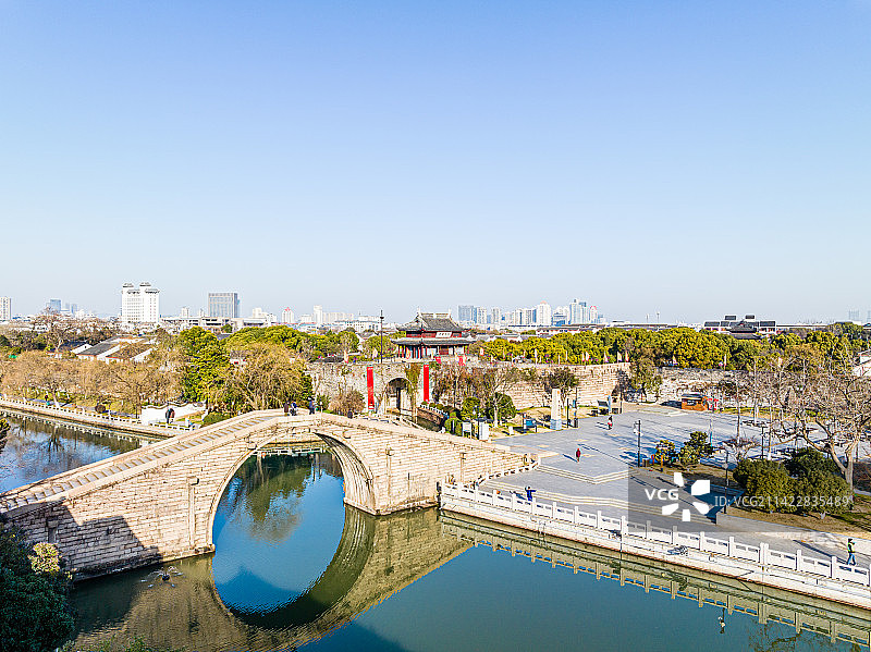航拍苏州盘门景区图片素材