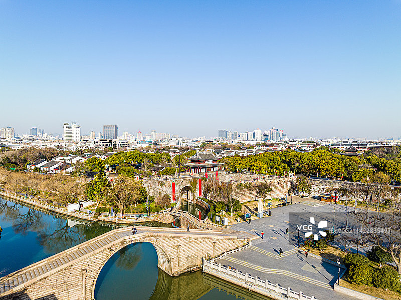 航拍苏州盘门景区图片素材