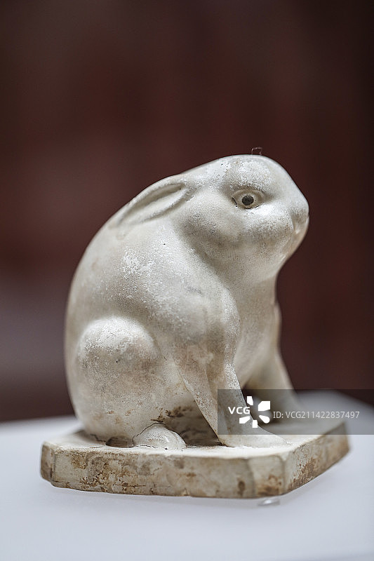 上海博物馆藏文物唐代的白釉兔图片素材
