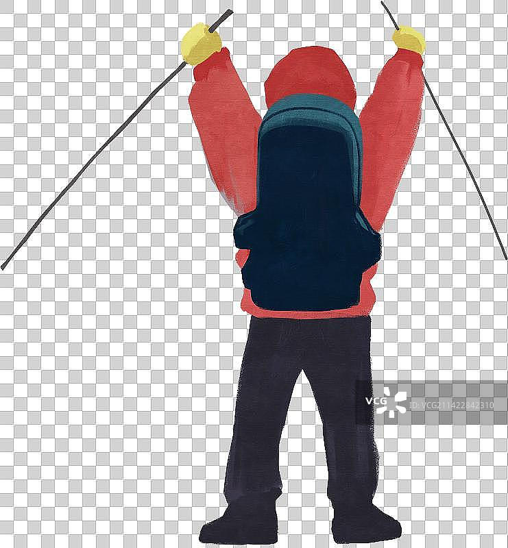 登山成功挥手欢呼的人物背影元素图片素材