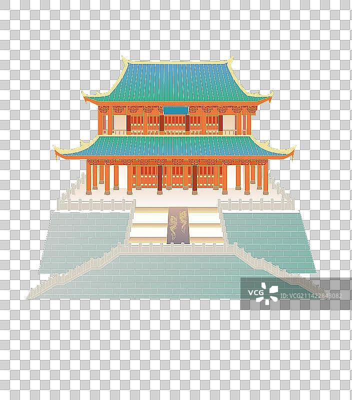 中国著名景点古代建筑古城青瓦鼓楼宫殿琼楼镇海楼国风矢量素材插画图片素材