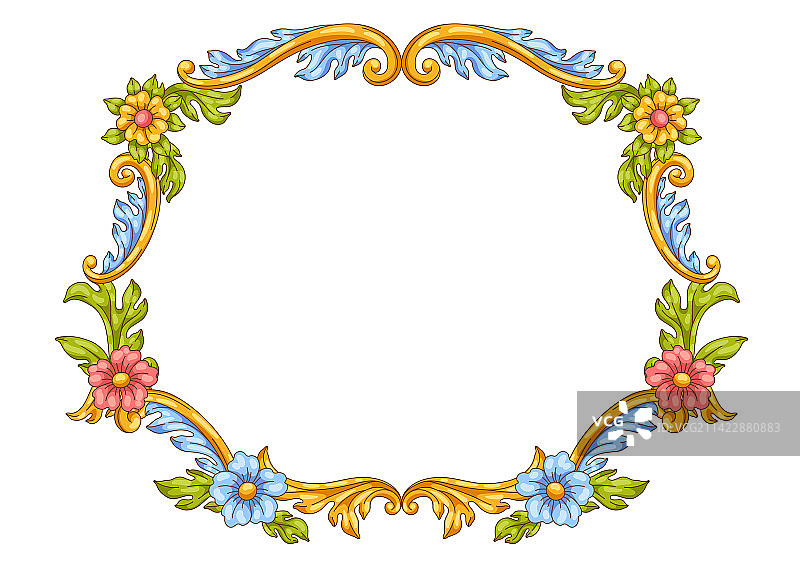 巴洛克风格的装饰花卉框架图片素材