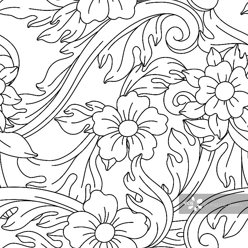 巴洛克风格的装饰花卉无缝图案图片素材