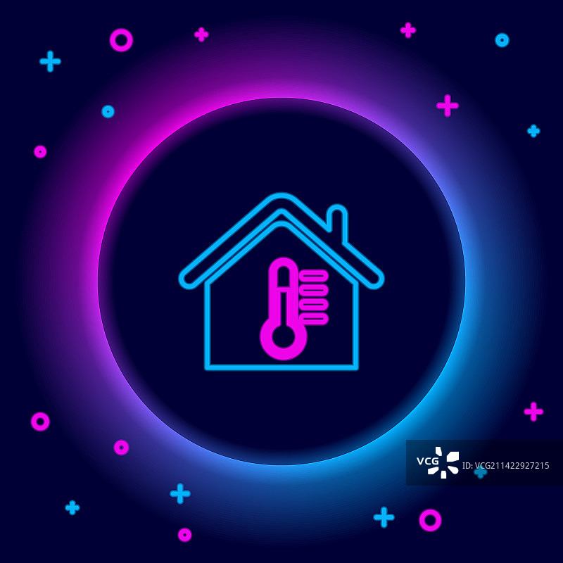 发光霓虹灯房屋温度图标图片素材