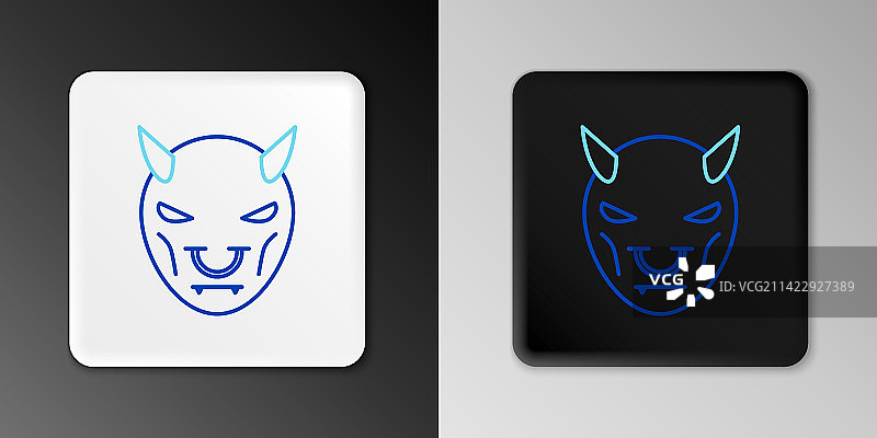 线条恶魔面具与角图标图片素材