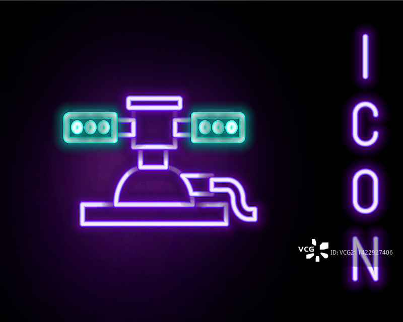 发光的霓虹自动灌溉喷头线条图片素材