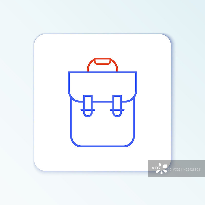 白色背景上的线条学校背包图标图片素材
