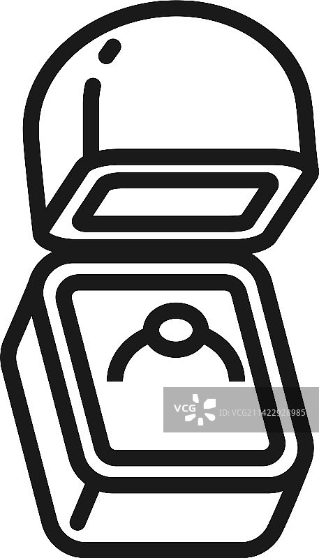 打开的盒子里的钻石戒指求婚线性图标图片素材