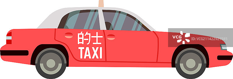 红色亚洲出租车图标侧视图图片素材