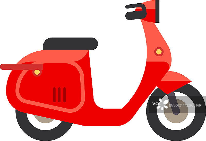 红色滑板车卡通轻便摩托车侧视图图片素材