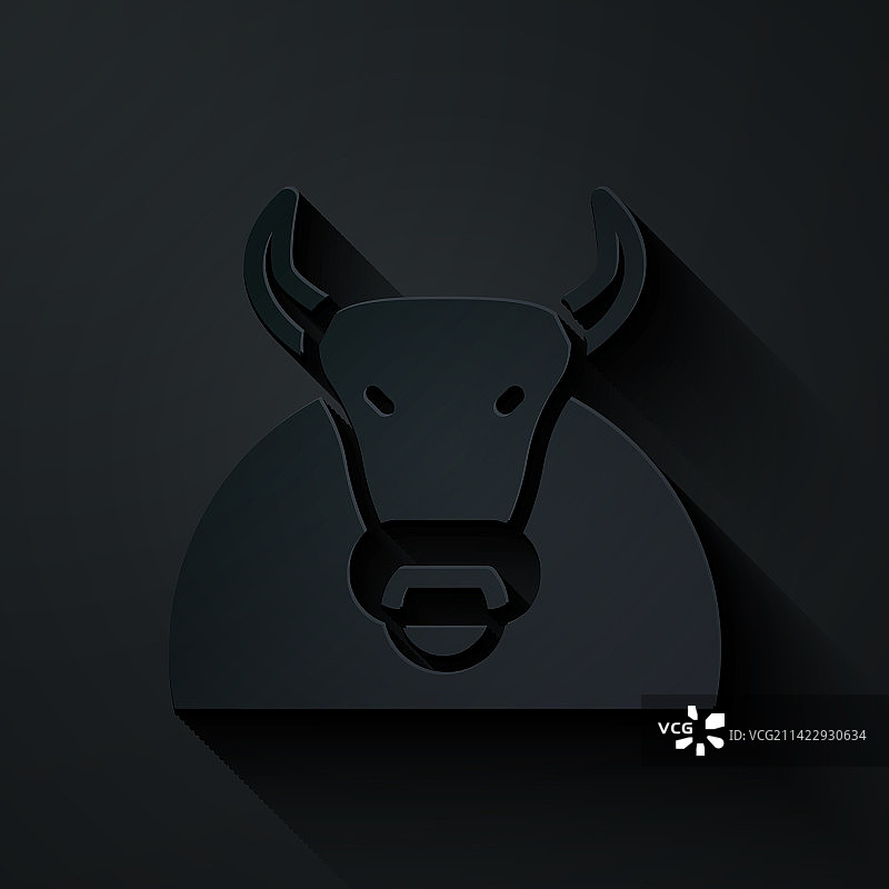 黑色背景上的剪纸公牛图标图片素材