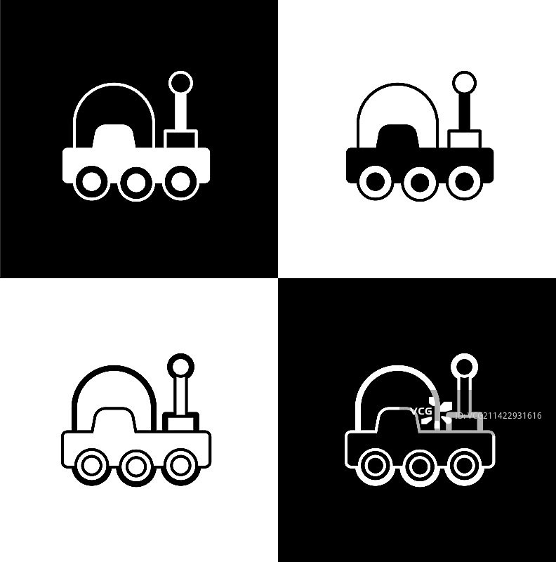 黑白火星探测器图标合集图片素材