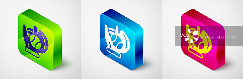 2.5D棒球手套和棒球图标图片素材