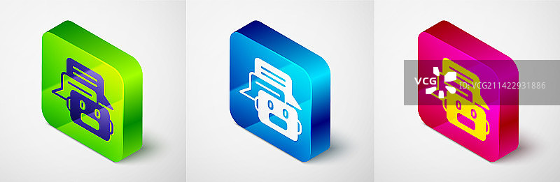 2.5D聊天机器人图标（灰色背景）图片素材