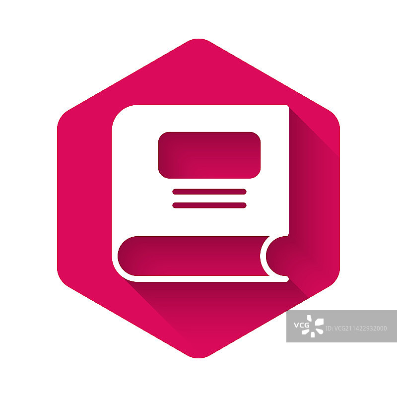 带有长阴影的白色书本图标图片素材