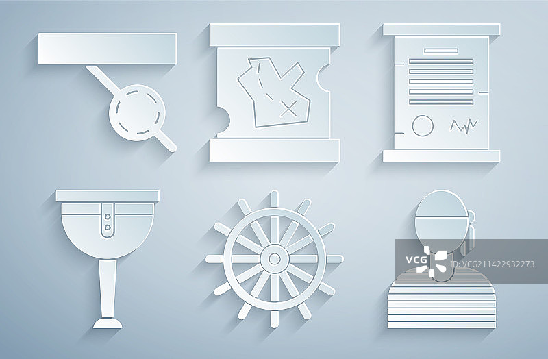 船舵、法令与羊皮卷轴图片素材