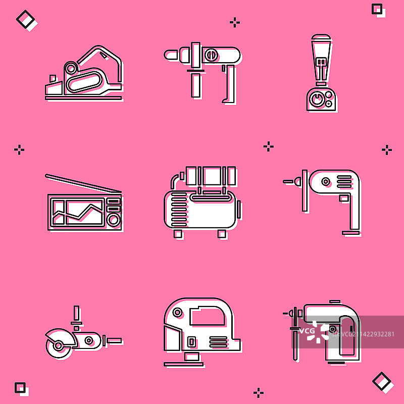 电动刨床工具钻床搅拌机组合图片素材