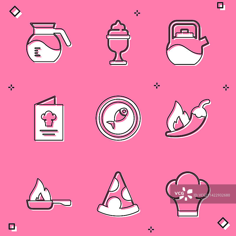 咖啡壶、冰淇淋碗与水壶套装图片素材