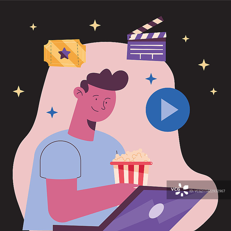 男人看电影图片素材